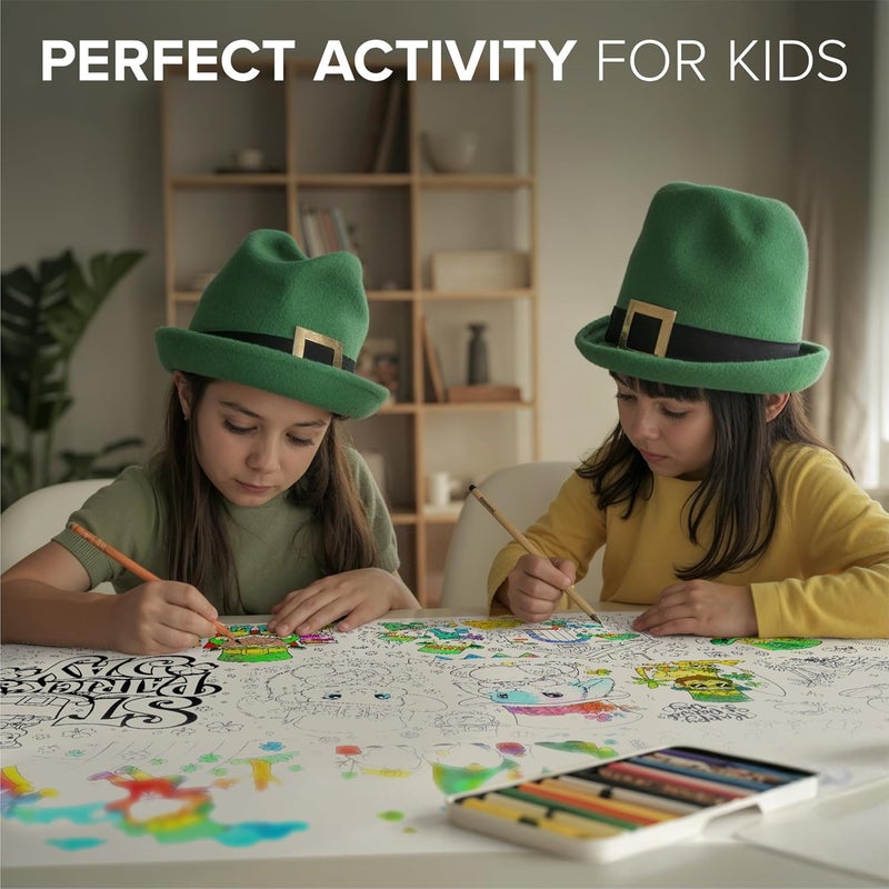 X-Protector St. Patricks Day Giant Coloring Poster 75x30 in - Large Coloring Table Cloth for Kids - Jumbo Paper Tablecloth Poster Sheet - Fun St. Patricks Day Activities for Kids & Adults! - Image 4